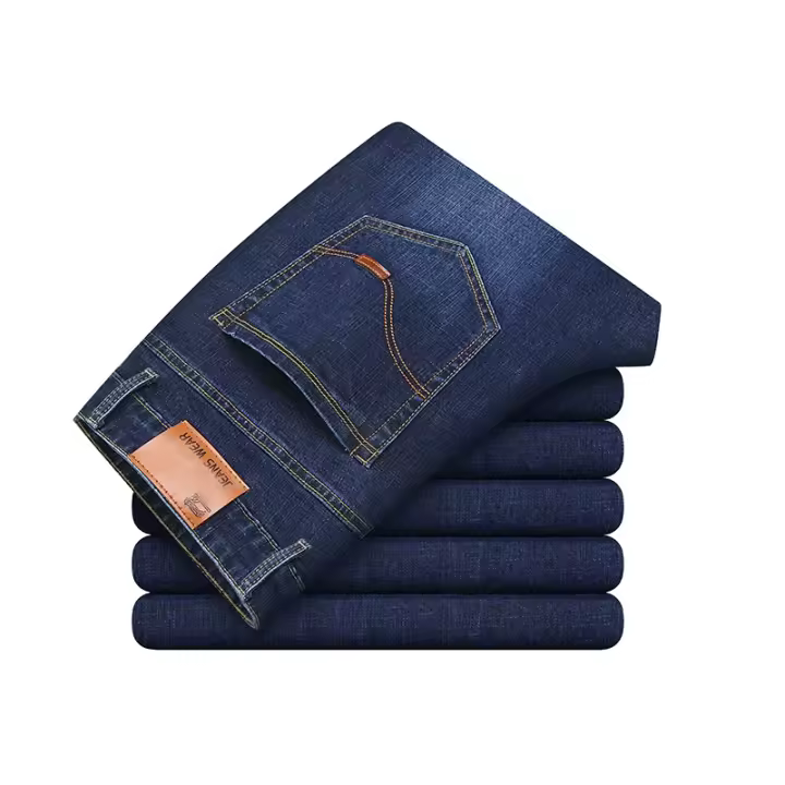 Jeans para Hombres de Negocios Casuales de Primavera Pantalones de Denim Rectos con Elástico Ligero para Trabajo Diario - 1