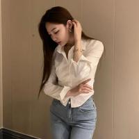2025 camisas coreanas elegantes para mujer, ropa de calle a la moda, blusa ajustada para mujer, Tops cortos sexys informales de oficina Y2K para primavera, novedad - details 6