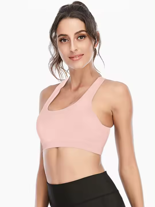 Tops cortos de manga corta para mujer, camisa deportiva de Yoga Rosa cruzada - 1