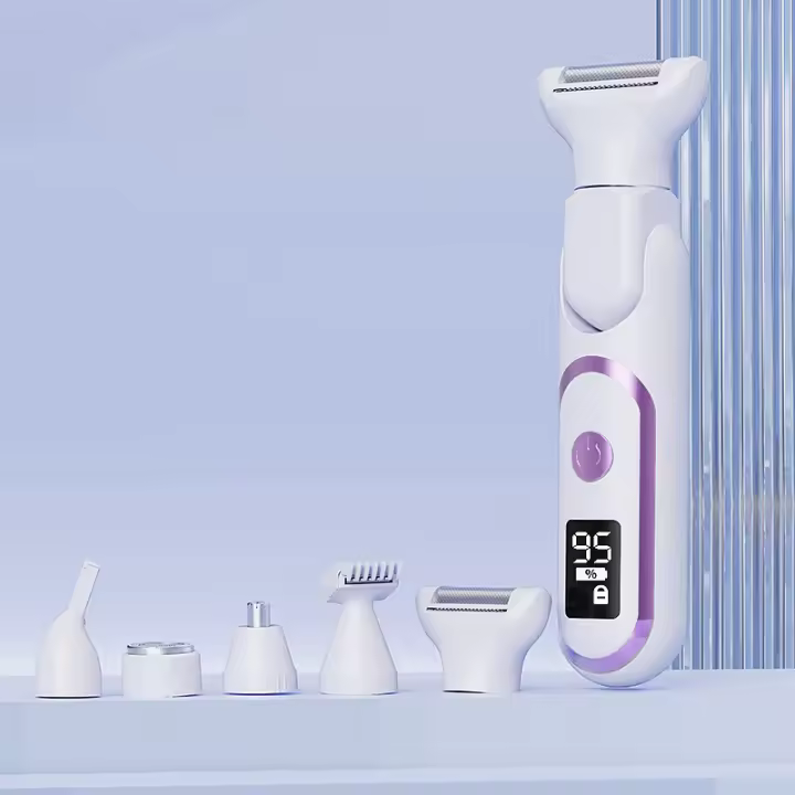 Afeitadora eléctrica para mujeres, instrumento de depilación multifuncional recargable 5 en 1, cuchilla privada para el vello de las axilas de las mujeres, cabezal recortador de cejas, adecuado para todo el cuerpo - 1