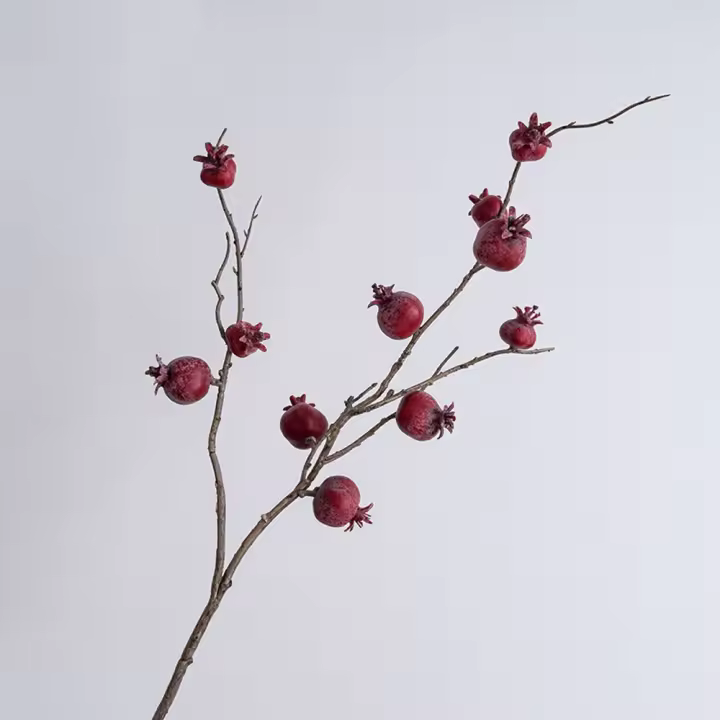 11 ramas artificiales de granada de frutas, ramas de frutas de espuma hechas a mano realistas, plantas falsas de plástico elegantes - 1