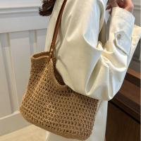 Bolso tejido de hilo de algodón ahuecado a la moda, bolso de mano, bolso de playa, bolso de playa, bolso de cubo de estilo bohemio, bolso de hombro hueco para niñas - details 6