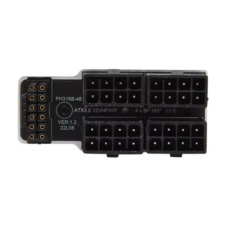 Adaptador en ángulo ATX 4 8P Up 32P a 16P 600W 12V HPWR Plug and Play tarjeta gráfica placa adaptadora de corriente para escritorio - 1