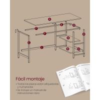 Escritorio con 2 Estantes a la Izquierda o a la Derecha, Mesa de Trabajo, para Salón Oficina, Estructura de Acero, Industrial, Negro Ébano LWD047B16 - details 70