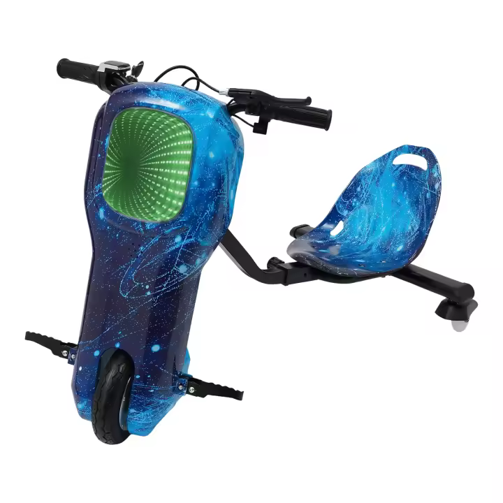 Scooter eléctrico de 3 velocidades para niños, triciclo eléctrico estrellado 10-20 km/6,21-12,43 millas/h azul para niños mayores de 5 años - 1