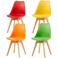 Sillas de Comedor Nórdicas Paquete de 4 Diseño Ergonómico con Cojín y Resalto Madera de Haya - details 0