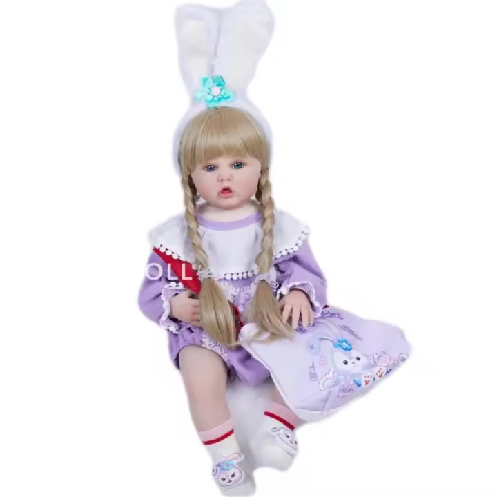 BZDOLL-Muñeca Reborn realista de 60cm, de 24 pulgadas juguete de silicona suave, princesa recién nacida, vestido de bebé, regalo de cumpleaños - 1