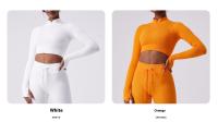 Camiseta deportiva de secado rápido para mujer, Top de Yoga sin costuras, manga larga, con cremallera elástica - details 3