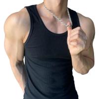 Chaleco de color sólido para hombre, camiseta sin mangas con cuello redondo para fitness, ropa de calle informal transpirable, ropa de ocio de verano para deportes - details 3