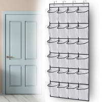 Organizador De Zapatos De 24 Compartimentos En Red Para Pared Estantería De Almacenamiento De Bolsas De Armario Malla Transparente Para Colgar En Puerta Caja De Tela - details 6