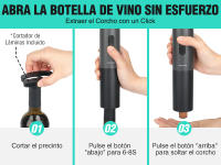 HAUSHOF Juego de Sacacorchos 4 en 1, Abridor de Vino con Soporte, Sacacorchos Eléctrico con Tapón de Vino al Vacío, Cortador de Papel de Aluminio, Vertedor de Vino - details 2