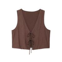 BUNO-traje de falda para mujer, Tops sin mangas con lazo y cuello en V, faldas Midi con cordón, Conjuntos Casuales de alta calle, moda - details 1