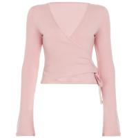 Conjunto de 2 piezas de pantalón superior para mujer, Top elegante con cuello en V y manga larga, pantalones con cintura elástica con cordones, trajes para mujer 2025 - details 8