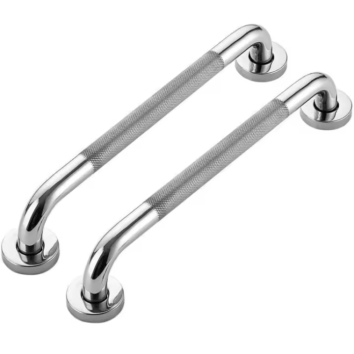Paquete de 2 barras de seguridad para ducha, accesorio de acero inoxidable para baño, níquel pulido de 1 "de diámetro - 1
