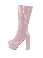 Botas de longitud media para mujer, con plataforma impermeable, tacón grueso, cremallera lateral, botas de moda de charol, Otoño/Invierno 2025 - details 5