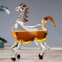 Creative Horse Shape Decanter 1L Decorative Horse Stand Glass Transparent Container Holder for Any Other Drink Liquor