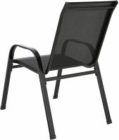 Juego de 4 sillas de exterior apilables para patio, silla de comedor de textileno, estructura de metal apilable, peso de carga 150 kg, negro, marrón, gris - details 1