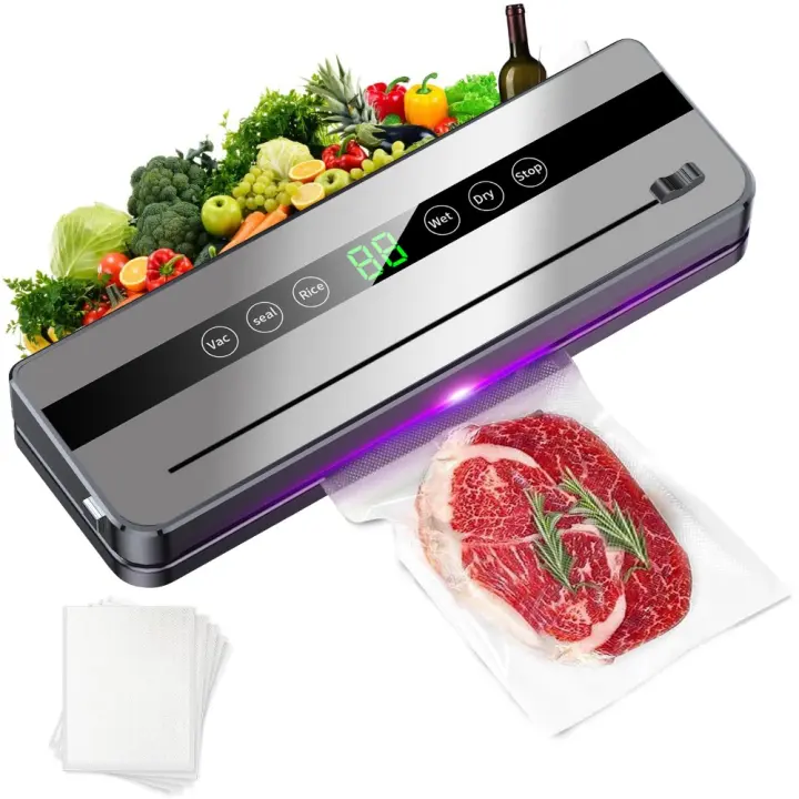 Máquina selladora al vacío de alimentos Modos automáticos de alimentos secos y húmedos para la conservación de alimentos ligeros con bolsas de papel de 10 piezas para la conservación de alimentos Cocina casera SO - 1