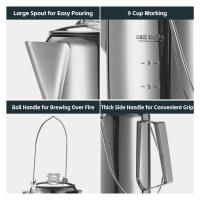 Cafetera para acampar con filtro de acero inoxidable para exteriores, cocina casera, 9 tazas, 1,2 litros - details 6