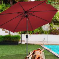 Sombrilla de Playa Grande Parasol Inclinable con Manivela Protección UV para Patio, Jardín, Piscina, Exterior Gris - details 32