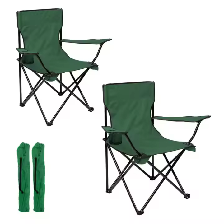 Set de 2 Sillas camping plegable portátil sillas pesca camping playa con reposabrazos y bolsa de transportesenderismo trekking - 1