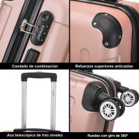 Maleta Cabina Mano ABS 55x40x20cm (40L)- 20 Pulgadas - Wizzair Ryanair Vueling Iberia - NegroAzulRosaDoradoPlateadoAmarilloRojoRosaPaloTurquesaVerdeMentaMorada - details 3