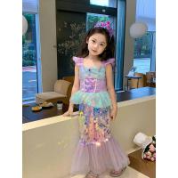 AmyStylish Niñas Princesa Sirena Ariel Cosplay Halloween Fiesta de Cumpleaños Verano Playa Vacaciones Vestido - details 10