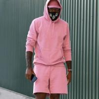 Conjunto de sudadera y pantalón corto de color sólido para hombre, informal y a la moda - details 10