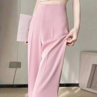 Pantalones de Traje de Verano para Mujer Pierna Ancha, Longa, Cintura Alta, Color Sólido, Ligeramente Acampanados Ropa de Trabajo Casual - details 3
