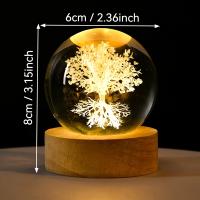 Lámpara de noche de árbol de la vida, diente de león y bola de cristal con grabado láser 3D, adecuada para esposas, amigas, cumpleaños, regalos temáticos de plantas, decoración de oficina, dormitorio, hotel, fiesta, decoración interior de dormitorio - details 1