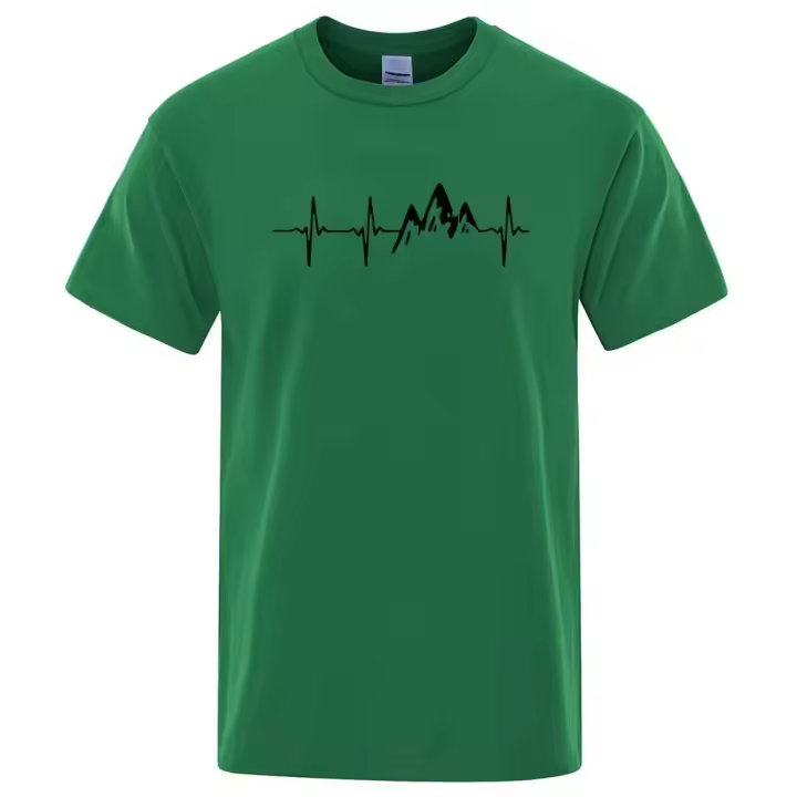 Camiseta de electrocardiograma de verano para hombre estilo urbano con mangas cortas moda Haruku - 1