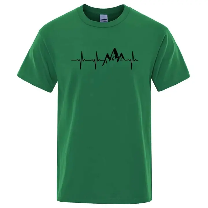 Camiseta de electrocardiograma de verano para hombre estilo urbano con mangas cortas moda Haruku - 1