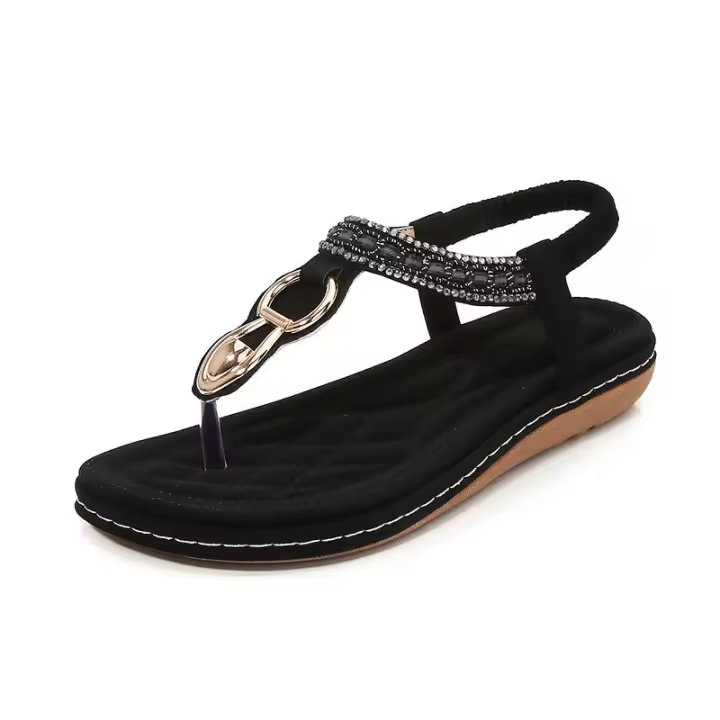 Sandalia Verano 2025 Sandalias para mujer Hebilla de metal lote de zapatos planos de gran tamaño - 1