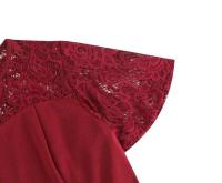 Elegante Vestido de Encaje con Detalles de Parche de Moda Retro Y2K Cuello Redondo Estilo Hepburn - details 10
