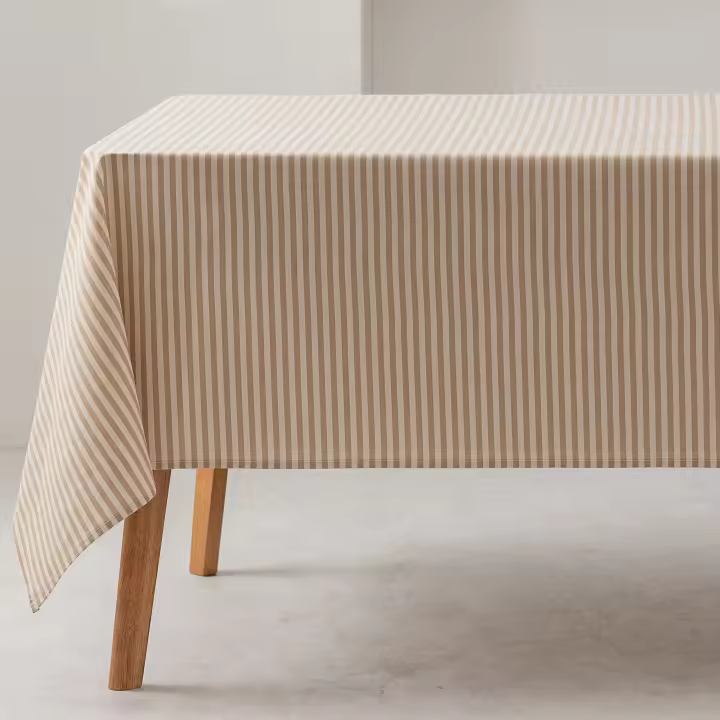 GAMUSI - Mantel antimanchas Rayas Finas impermeable 100% algodón tacto tela interior y exterior - 1