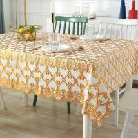 Mantel rectangular de PVC para mesa, impermeable, resistente al aceite y al desgaste, Protector de mesa Floral dorado - details 2