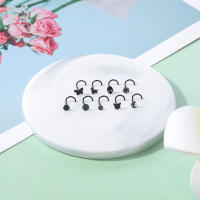 ZS-Juego de Piercings de Nariz de acero inoxidable para hombre y mujer, Piercing de calavera negra, murciélago, gato, Perno nasal, anillo en forma de L, joyería, 20G, Punk, 1 Juego - details 6