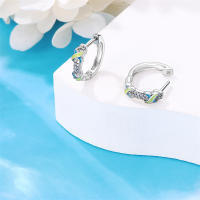 Aretes Redondos de Plata 925 Estilo Elegante para Mujeres con Piedra Principal de Zirconio y Diseño de Encanto Brillante Color en Oro - details 52