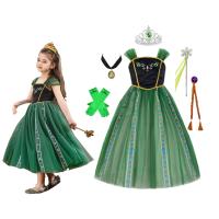 Disfraz de princesa Anna verde para niñas pequeñas, disfraz de Halloween, vestido elegante para fiesta de cumpleaños, vestido de carnaval - details 8