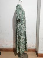 Vestido suelto de manga media con cuello redondo y falda larga floral informal retro de talla grande - details 10