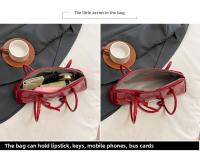 Nuevo bolso de hombro estilo coreano a cuadros, de piel sintética, con lazo dulce, estilo Boston, informal, de color sólido, bolso de mano para mujer, para regalo. - details 2