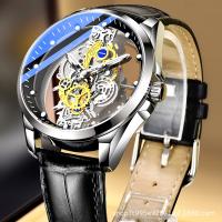Reloj de pulsera de cuarzo automático para hombre, totalmente mecánico, doble cara, transparente, filtra con fondo - details 3