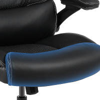 Silla Escritorio, Silla Oficina de 200 kg para Personas Pesadas, Silla Ergonómica Escritorio con Reposabrazos Abatibles, Sillas Escritorio de Cuero PU, Respaldo Alto, Negro - details 5