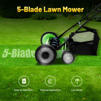 Cortadora de césped de 20", con caja de colección, cortacésped de carrete de empuje de 5 hojas, adecuada para cortar césped en villas, parques y jardines - details 4