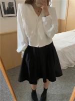 Blusa de verano para mujer, camisa de primavera, blusa para mujer, Blusas largas de gasa, informales, elegantes, Vintage, de manga larga, holgada de gran tamaño, blanca - details 3
