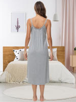 2025 Ropa de verano nueva, ropa de casa, ropa de mujer europea, camisón sexy con tirantes cómodos y de gran vuelo. - details 23
