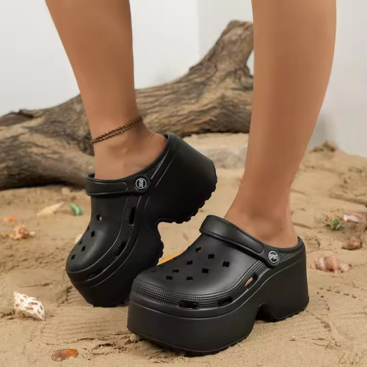 Sandalias de Tacón Alto de 9cm Punta Cerrada Suela Gruesa Diseño de Leopardo - 1