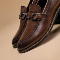 Mocasines de hombre, zapatos de cuero de un pedal de cuero genuino, primera capa de cuero de vaca de hombre - details 30