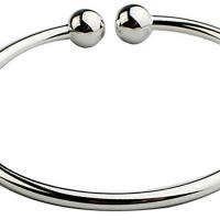 Pulsera de mano abierta de acero inoxidable para mujer, brazalete sencillo de cuentas, plateado, - details 11