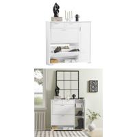 Zapatero Ultra Estrecho de 19 cm con 2 Solapas Organizador de Perfil Delgado para Zapatos de Entrada Blanco 50 x 19 x 91 cm FSR151-W ES - details 13
